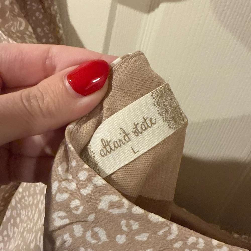 Altar'd State Tan and Cream Patterned Mini Dress - Picture 3 of 3